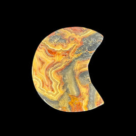 Crazy Lace Agate Moon Carving