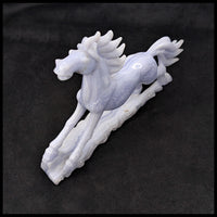 BLH101 Blue Lace Agate Horse Carving