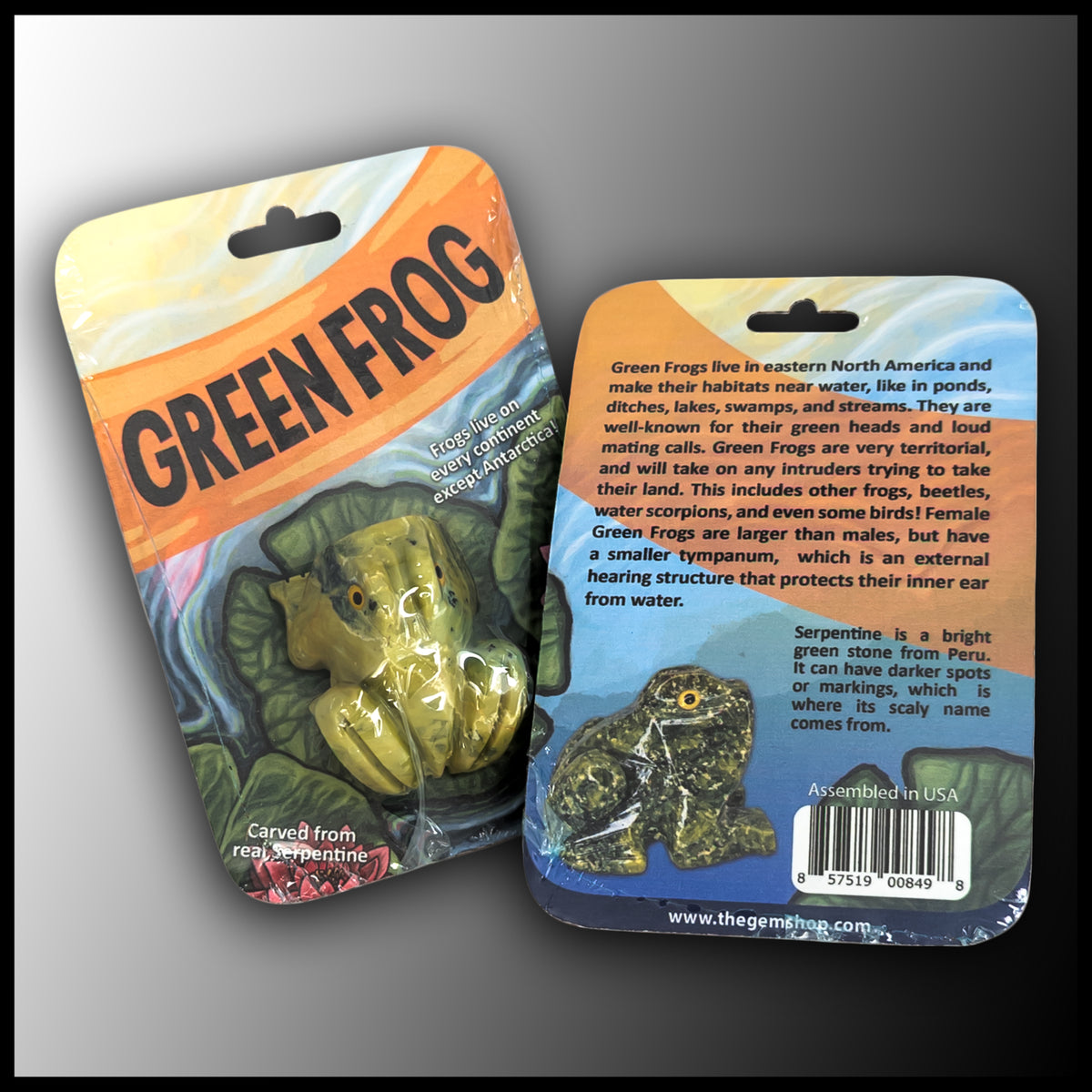Carved Critter - Green Frog| The Gem Shop, Inc.