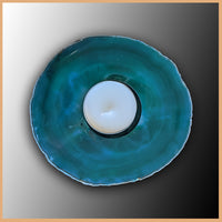 Brazilian Agate Candle Holder, Teal