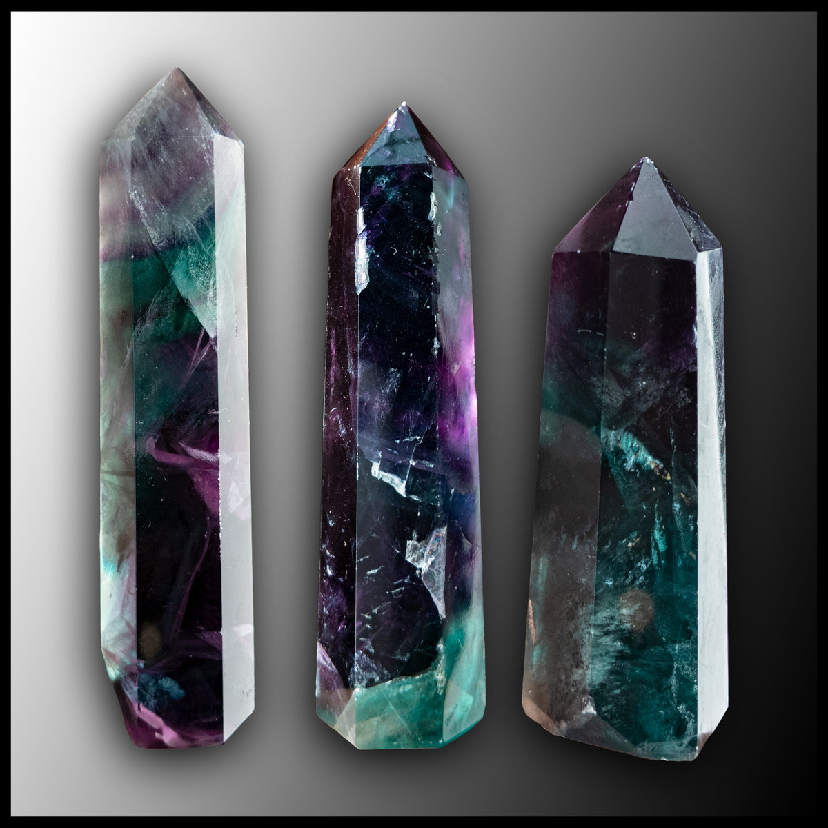 Rainbow Fluorite Tower, dark The Gem Shop, Inc.