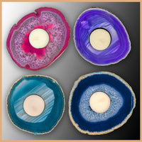 Brazilian Agate Candle Holder, Dyed