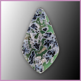 CRY137c Plume Agate and Chrysoprase Cabochon