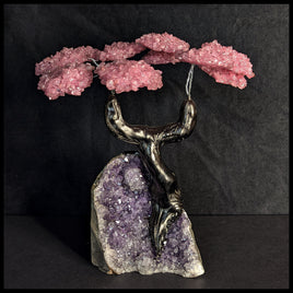 GST216sz5 Gemstone Tree - Rose Quartz and Amethyst