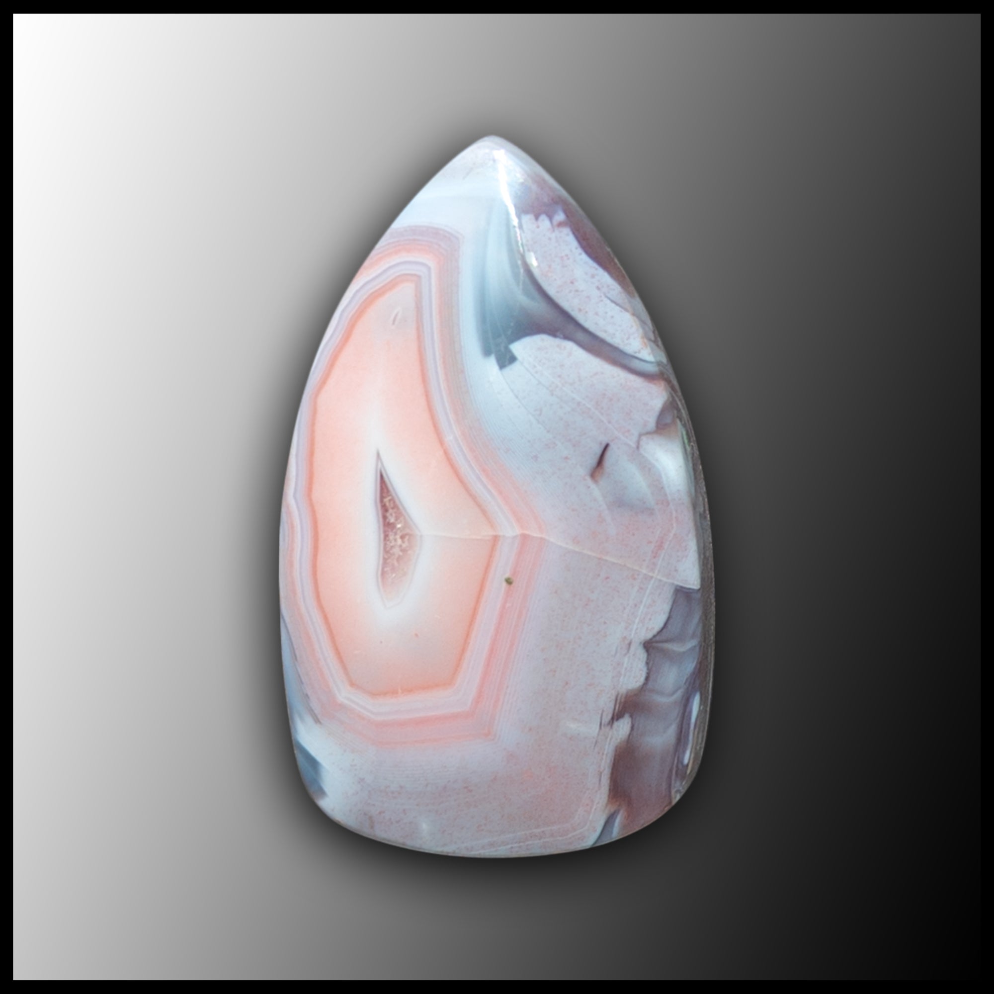 Pendentif Main En Agate Du Botswana, Onyx, Jaspe Et Argent Sterling 925 - 2 Pouces