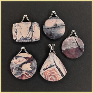 PORset02 Porcelain Jasper Pendants 5pc Lot