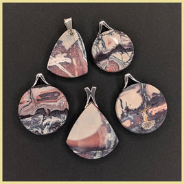 PORset03 Porcelain Jasper Pendants 5pc Lot