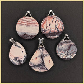 PORset04 Porcelain Jasper Pendants 5pc Lot