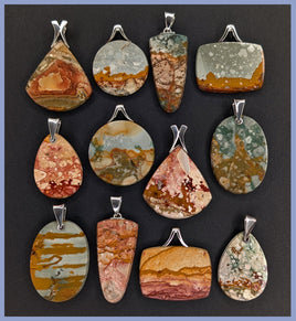 RBPset01 Rocky Butte Jasper Pendants 12pc Lot
