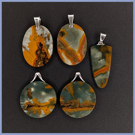 RBPset05 Rocky Butte Jasper Pendants 5pc Lot