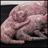 RHOP101 Rhodonite Pigs Carving