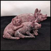 RHOP101 Rhodonite Pigs Carving