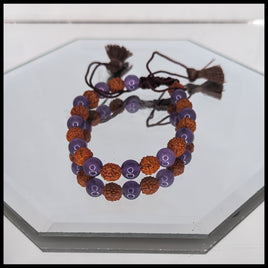 Rudraksha and Amethyst Bracelet