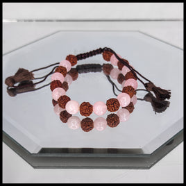 Rudraksha and Rose Quartz Bracelet