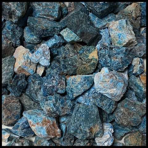 Blue Apatite, Tumbling Rough, per lb