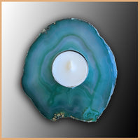 Brazilian Agate Candle Holder, Teal