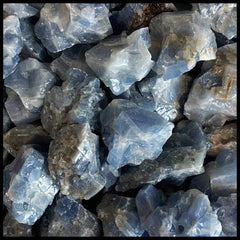 Blue Calcite, Tumbling Rough, per lb