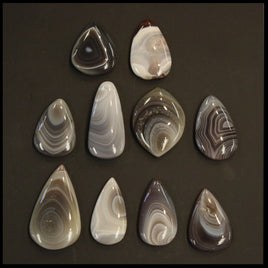 BOTSET701c Botswana Agate Cabochon 10 pc. Lot