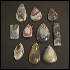 BOTSET710c Botswana Agate Cabochon 10 pc. Lot