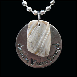 ESC106pw Escape Petrified Wood Medallion Necklace