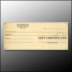 The Gem Shop, Inc. Gift Certificate