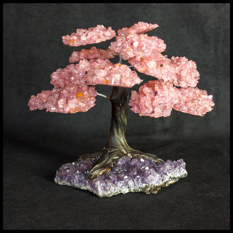GSTsz4 Gemstone Tree, Rose Quartz and Amethyst