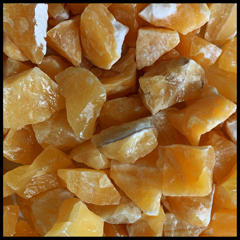 Orange Calcite, Tumbling Rough, per lb