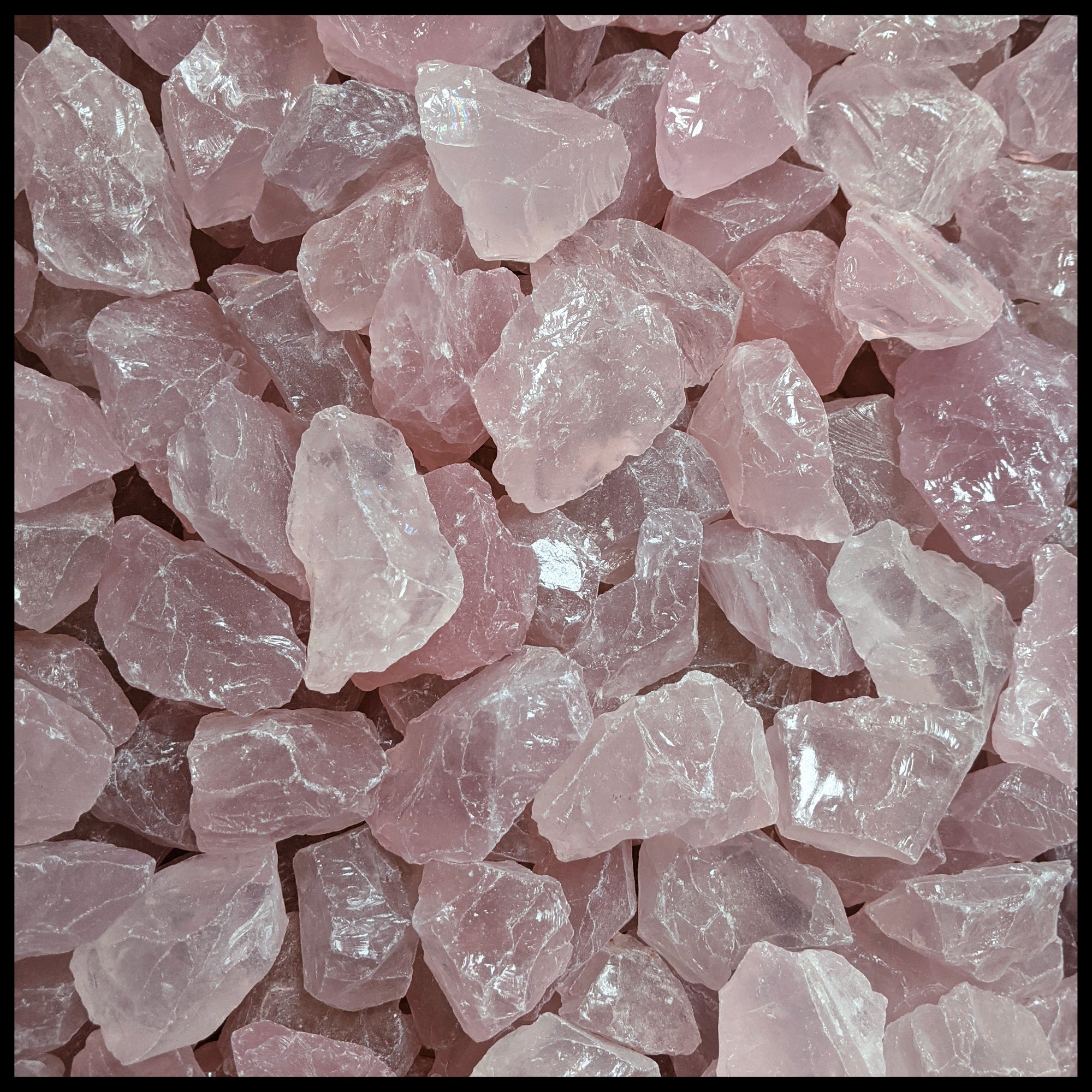 ローズクオーツ　紅水晶　Crystalized Rose Quartz Rose Quartz Crystal Rock - Rough Approx. 2+ Inches w Info