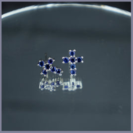 RSJ294 Blue Sapphire Cross Earrings