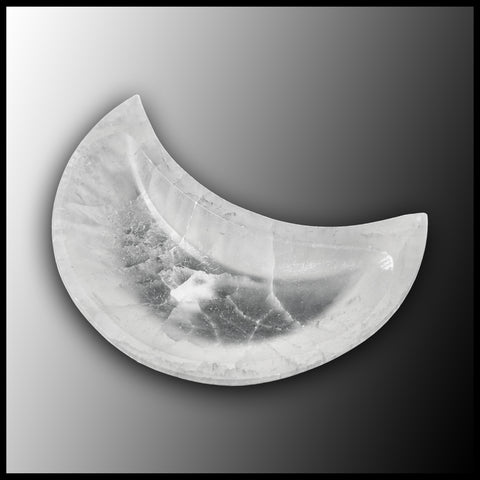 Selenite Bowl, Moon, 14 cm