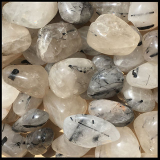 Tourmaline in Quartz, Tumbled Stone, Individual